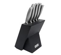 Lopoleis Juego de cuchillos de 5 piezas con bloque de cuchillos de madera - Santoku (31,5 cm), Cuchillo de pan (22,3 cm), Cuchillo de chef (33,8 cm), Cuchillo de pelar (18,2 cm) y cuchillo de carne