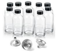 Loppdece 10 botellas de cristal de 120 ml con tapa, pequeñas botellas para llenar de vidrio, mini frascos de cristal con embudo de acero inoxidable, transparentes para jengibre, aceite, zumo