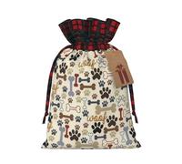 Loppott Bolsa de regalo de Navidad con estampado de huellas de huesos, bolsas de Navidad reutilizables para fiestas, suministros de regalo