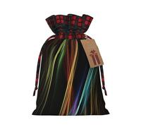 Loppott Bolsa de regalo de Navidad con impresión artística de líneas coloridas, bolsas de Navidad reutilizables para fiestas de vacaciones, suministros de regalo