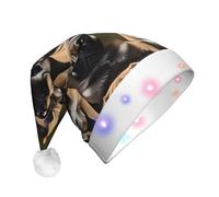 Loppott Led Imagen De Pug-Standard Print Christmas Hat,Soft Plush Christmas Hat for Adult Christmas New Year Festive Party Supplies