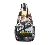 Loppott San Francisco Impresión Cruzada Mochila Diagonal Mochila Ajustable Viaje Senderismo Deportes Monedero, Negro, Talla Única