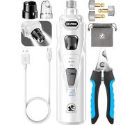 LOPSIC Molinillo de uñas para perros con 2 luces LED, potente cortaúñas para perros de 2 velocidades con 2 ruedas de molienda, súper silencioso, recargable, kit de cortaúñas para perros grandes,