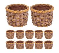 LOPUNER 12 cestas en Miniatura para la Cocina de tu casa de muñecas. Mini cestas de Picnic, Regalos de Fiesta, Accesorios de Manualidades para el jardín de Hadas de tu casa.