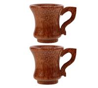 LOPUNER 2 Copas de Vino de Madera con Diseño Redondo y Vetado Auténtico, Tazas Elegantes para Uso en Casa U Oficina, Pack de 2 Piezas Multifuncionales