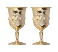 LOPUNER 2 Copas de Vino Metálicas Doradas Estilo Europeo, Pie Alto, Set para Fiestas y Hogar, Copa de Whisky Decorativa, Vaso para Beber Vino Elegante y Vintage