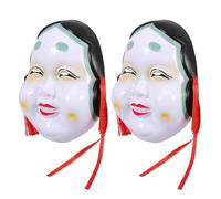 LOPUNER 2 Piezas Máscara Japonesa de Mujer para Fiesta y Cosplay, Plástico, Diseño Tradicional Japonés, Ajuste Cómodo, para Actuación en Escenario y Teatro Japonés