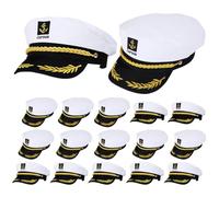 LOPUNER 20 Sombreros de Capitán Blancos para Cosplay y Fiesta, Diseño Bordado en Algodón y Plástico, Cómodos y Fáciles de Combinar para Disfraces y Mascaradas