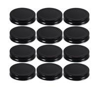 LOPUNER 24 Tapas Metálicas Negras de Hojalata para Tarros de Cristal y Mason Jar de 70 Mm, Reutilizables Sello Hermético para Conservación y Almacenamiento de Alimentos