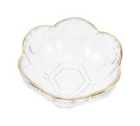 LOPUNER Bol de Vidrio Transparente con Dorado Cuenco Multifuncional para Servir Frutas y Postres Apilable y Ligero para Decoración y Uso Interiores y Exteriores
