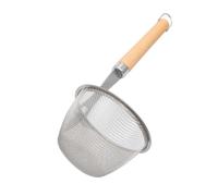 LOPUNER Colador de Fideos y Espaguetis de Acero Inoxidable con Mango de Madera, Cedazo Fino de 12cm para Cocinar y Hornear Alimentos y Dumplings