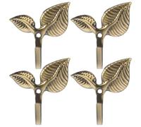 LOPUNER Colgadores de Pared Vintage de Hierro Forjado, 4 Ganchos Acabado Bronce Antiguo y Diseño de Hoja, Perfectos para Organizar Abrigos y Accesorios