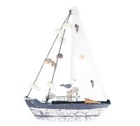 LOPUNER Embarcación de Vela de Concha, Artesanía de Madera y Concha, Decoración Creativa Mediterránea, Accesorio para Fotos y Adorno de Mesa, para Tienda y Habitación