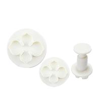LOPUNER Juego de 3 Moldes para Fondant de Flores, Cortadores para Pasteles Émbolo, Plástico Abs Alimentario, Livianos y Fáciles de Limpiar para Decoración en Navidad