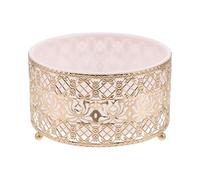 LOPUNER Papelera de escritorio de hierro - Organizador de papeleras de hierro para escritorio - de metal para cocina - Cubo redondo hueco dorado para mesa o dormitorio, 17 cm de diámetro