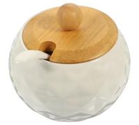 LOPUNER Recipiente para Condimentos de Cerámica Blanco con Tapa y Cuchara, Adecuado para Almacenar Pimienta y Snacks Pequeños en Cocina o Picnic