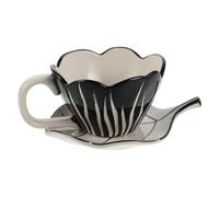 LOPUNER Taza de Café con Platillo de Cerámica Pintada a Mano 320ml Tulipán