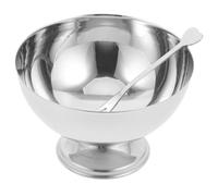 LOPUNER Tazón de Postre de Acero Inoxidable de 300ml, Ligero y Seguro, Adecuado para Fiestas y Reuniones Sociales, Incluye Tenedor para Servir