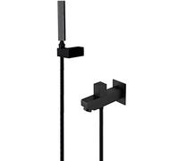 Lopus Grifos para bañera, latón negro mate, agua fría y caliente oculta Conjunto de cabezal de ducha montado en la pared con ducha de mano y conjunto de grifos para bañera, conjunto de ducha,A