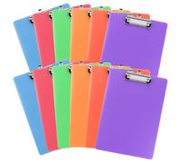 LOPYXBR 12 Piezas Portapapeles A4 Plástico PP 6 Colores | Clasificación Rápida por Color; Clip Metálico para Hojas A4; Superficie Mate para Escribir