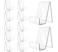 LOPYXBR 12 piezas Soporte libros acrílico para mesa, expositor libros transparente 105 x 90 x 75 mm, atril para libros y sujetalibros para fotos, tarjetas, cuadernos y tienda