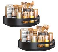 LOPYXBR 2 platos giratorios organizadores, color negro, 30 cm, plato giratorio para frigorífico, plato giratorio de metal Lazy Susan, organizador para cocina, armario, especias, botellas, cosméticos