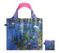 LOQI Claude Monet - Bolsa reciclada, diseño de lirio de agua neón, lila, lila, contemporánea, Lila, Contemporáneo