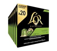 L'OR Cápsulas de café Espresso Lungo Elegante (200 Cápsulas de Café Lungo, Adecuado para Máquinas de Café Nespresso, Intensidad 06/12, Café 100% Arabica), 10 x 20 Tazas