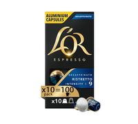 L'Or - Cápsulas de café expreso descafeinado Ristretto - 100 cápsulas de aluminio - Intensidad 9 - Compatibles con cafeteras Nespresso®* original - 10 paquetes de 10 cápsulas