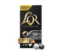 L'Or - Cápsulas de café expreso Onyx - 100 cápsulas de aluminio - Intensidad 12 - Compatibles con cafeteras Nespresso®* original - 10 paquetes de 10 cápsulas