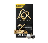 L'Or - Cápsulas de café expreso Ristretto - 100 cápsulas de aluminio - Intensidad 11 - Compatibles con cafeteras Nespresso®* original - 10 paquetes de 10 cápsulas