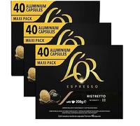 L'OR Espresso Coffee Ristretto Intensity 11 - Nespresso®* Cápsulas de café de aluminio compatibles - 3 paquetes de 40 cápsulas (120 bebidas)