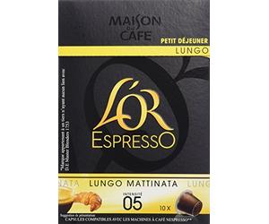 L'OR Espresso Gold Espresso Lungo Mattinata 10 Cápsulas Compatible con Máquinas De Café Nespressolot 4 (40 Cápsulas)
