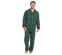 Lora Dora Strong Souls - Conjunto de pijama tradicional de dos piezas con cuello abotonado para hombre, Verde (Green Check), XX-Large