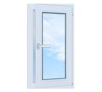 LORAC Ventana de plástico blanco 500 x 900 mm, 50 x 90 cm, PCV, DIN derecha, inclinable y expositable, doble acristalamiento, ahorro de energía, ventana con certificado CE para sótano y apartamento