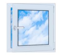 LORAC Ventana de plástico blanco 700 x 700 mm, 70 x 70 cm, PCV, DIN derecha, inclinable y expositable, doble acristalamiento, ahorro de energía, ventana con certificado CE para sótano y apartamento
