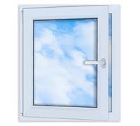 LORAC Ventana de plástico blanco 700 x 800 mm, 70 x 80 cm, PCV, DIN izquierda, inclinable y expositable, doble acristalamiento, ahorro de energía, ventana con certificado CE para sótano y apartamento