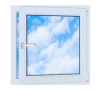 LORAC Ventana de plástico blanco 800 x 800 mm, 80 x 80 cm, PCV, DIN derecha, inclinable y expositable, doble acristalamiento, ahorro de energía, ventana con certificado CE para sótano y apartamento