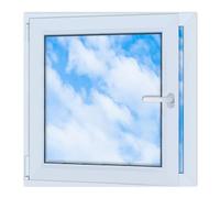 LORAC Ventana de plástico blanco 800 x 800 mm, 80 x 80 cm, PCV, DIN izquierda, inclinable y expositable, doble acristalamiento, ahorro de energía, ventana con certificado CE para sótano y apartamento