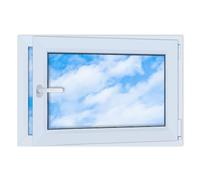LORAC Ventana de plástico blanco 900 x 600 mm, 90 x 60 cm, PCV, DIN derecha, inclinable y expositable, doble acristalamiento, ahorro de energía, ventana con certificado CE para sótano y apartamento