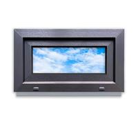 LORAC | Ventana de plástico blanco antracita 700 x 400 mm, 70 x 40 cm, 70 x 40 cm, PCV, DIN derecha, inclinable y expositable, doble acristalamiento, ahorro de energía, ventana con certificado CE para