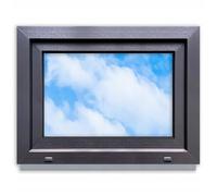 LORAC Ventana de plástico blanco antracita 800 x 600 mm, 80 x 60 cm, PCV, DIN derecha, inclinable y expositable, doble acristalamiento, ahorro de energía, ventana con certificado CE para sótano y