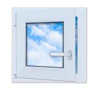 LORAC Ventana giratoria/basculante | marco+accesorios | doble acristalamiento - construcción robusta para sótanos y garajes | Antiestático - Protección contra robos | PVC blanco, izquierda, 500 x 500