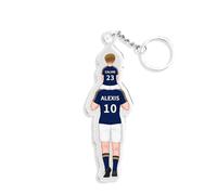 lorajewel Llavero Personalizado Hombre con 2-4 Nombres Llavero Fútbol Acrílico Regalo Día del Padre Regalos para Padres Hijos Equipo de Fútbol Estudiante (azul-2 name)