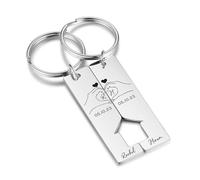 lorajewel llaveros Originales Personalizados llavero Pareja Llavero con Nombre Acero inoxidable Regalo para Esposa, Marido, Novia, Novio Llavero de Cumpleaños, Navidad, San Valentín