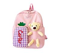 lorajewel Mochila Escolar Infantil Personalizada con Nombre Mochila Oso Regalo Escolar para Hija e Hijo Mochila de Viaje para Jardín de Infancia Escuela Primaria (Oso-Rosa)