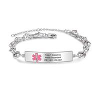 lorajewel Personalizar Pulsera de alarma médica Texto personalizado Pulsera de hombres y mujeres Emergencia sos cobre Pulsera Día del padre del niño Día de la Madre Regalo