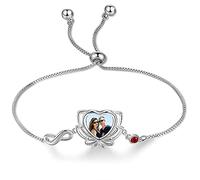 lorajewel Pulsera Personalizada con Foto Infinita con Corazón Foto Nombre Grabado Colgantes Pulseras Cadena Ajustable Para Mujer Brazalete Regalo para Navidad Día de la Madre Acción de Gracias