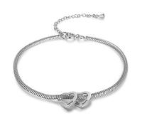 lorajewel Tobillera para Mujer con Nombre Tobillera Personalizada con Colgante de Corazón Regalo para Mujer Día de la Madre Cumpleaños Navidad (Plata-2)