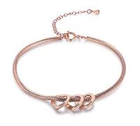 lorajewel Tobillera para Mujer con Nombre Tobillera Personalizada con Colgante de Corazón Regalo para Mujer Día de la Madre Cumpleaños Navidad (Rosa-3)